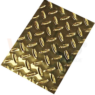 qualità  Rice Grain Diamond Embossed Stainless Steel Sheet Anti Skid Plate With Titanium Gold Color fabbrica