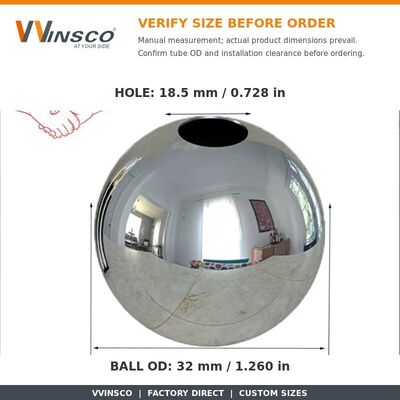 qualità  Polished Stainless Steel Double-Hole Decorative Ball with Customizable Hole Diameter in 201/304/316 Grades fabbrica