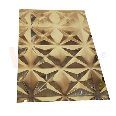 Lo specchio di titanio ornamentale dell'oro 5x10 ha impresso lo strato finito di acciaio inossidabile