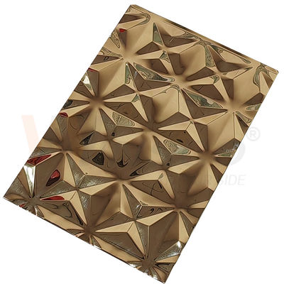 Lo specchio di titanio ornamentale dell'oro 5x10 ha impresso lo strato finito di acciaio inossidabile