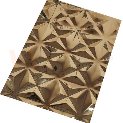 Lo specchio di titanio ornamentale dell'oro 5x10 ha impresso lo strato finito di acciaio inossidabile