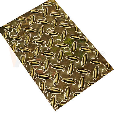 Piatto di scivolo di Diamond Embossed Stainless Steel Sheet del grano del riso anti con colore di titanio dell'oro