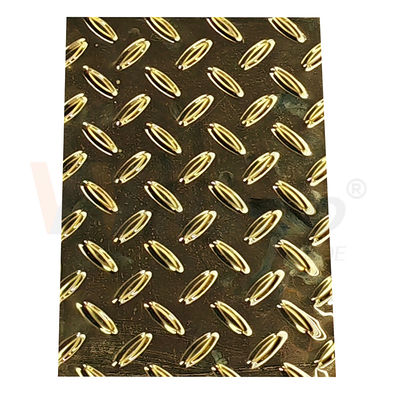 Piatto di scivolo di Diamond Embossed Stainless Steel Sheet del grano del riso anti con colore di titanio dell'oro
