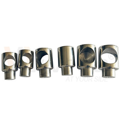 Supporto per traversa in acciaio inossidabile SUS304 SUS316 lucido a specchio e satinato con foro cieco e passante per accessori di corrimano e balaustre