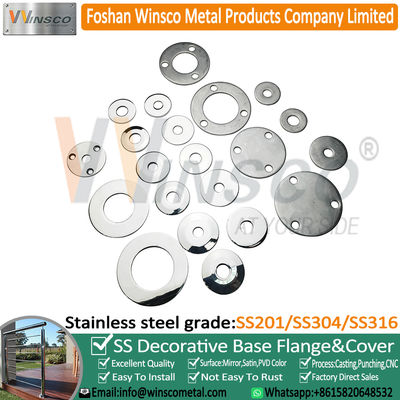 Copri base per montante per corrimano in acciaio inossidabile Inox compatibile con tubi tondi da 38 mm e 50 mm per balaustre