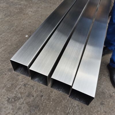 Tubo quadrato in acciaio inossidabile satinato spazzolato 50x50mm 201 304 316, spessore parete 1,2–3,5 mm
