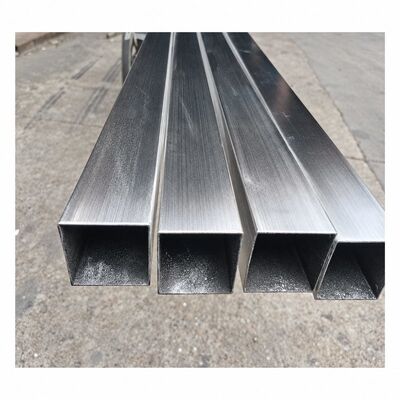 Tubo quadrato in acciaio inossidabile satinato spazzolato 50x50mm 201 304 316, spessore parete 1,2–3,5 mm