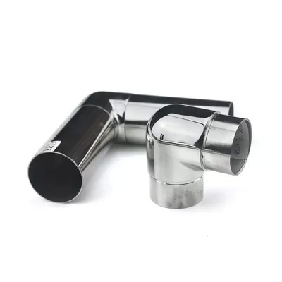 Gomito per corrimano corto in acciaio inossidabile SS201, SS304 e SS316 a 90° per tubi tondi da 25,4–50,8 mm