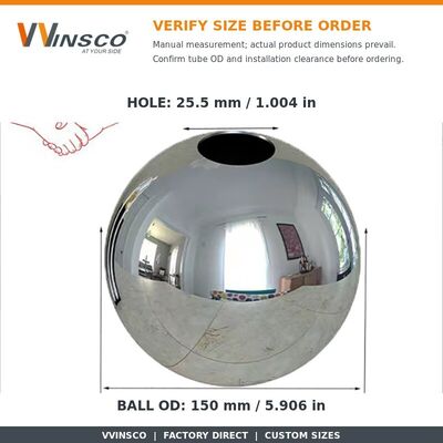 AISI 201 304 SS Fittings per la decorazione del guinzaglio 51mm 60mm Diametro sfera cava in acciaio inossidabile per tubo rotondo da 19mm